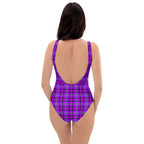 One-Piece Swimsuit Electric Violet and Fuchsia Plaid - Scottish Squares