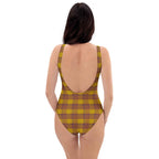 One-Piece Swimsuit Potters Clay and Pizza Plaid - Scottish Squares