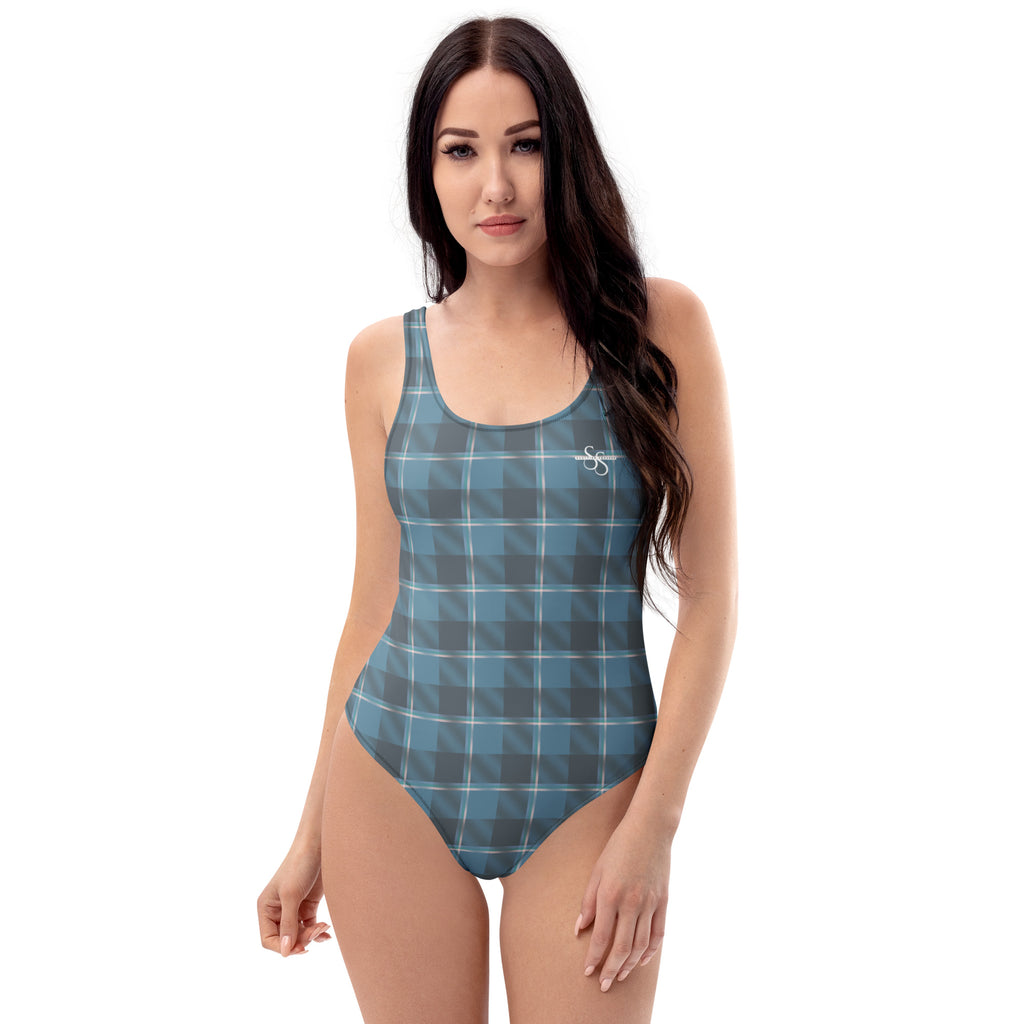 One-Piece Swimsuit Hoki and Shuttle Gray Plaid - Scottish Squares