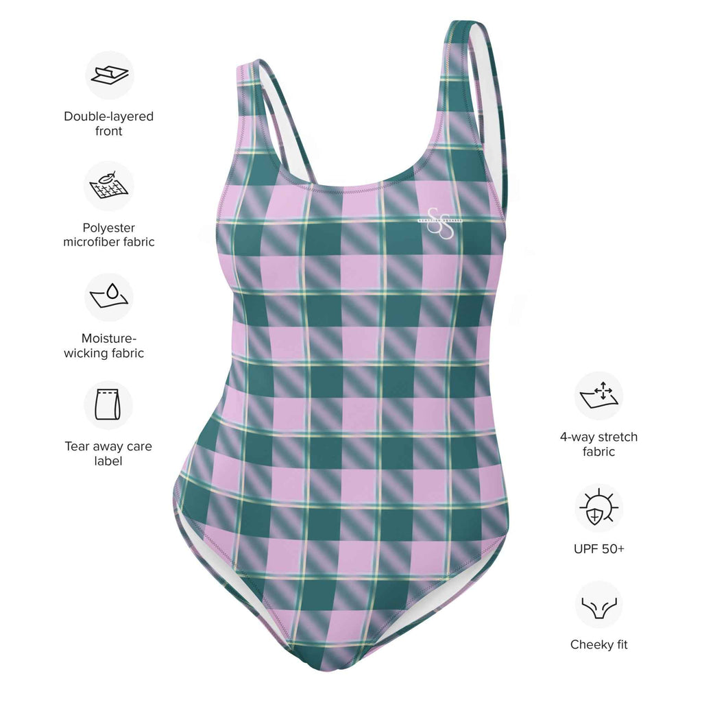 One-Piece Swimsuit Ming and Melanie Plaid - Scottish Squares