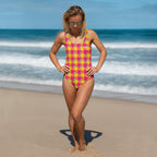 One-Piece Swimsuit Corn and Razzmatazz Plaid 3XL - Scottish Squares
