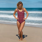 One-Piece Swimsuit Old Brick and Cab Sav Plaid 3XL - Scottish Squares