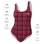 One-Piece Swimsuit Old Brick and Cab Sav Plaid - Scottish Squares