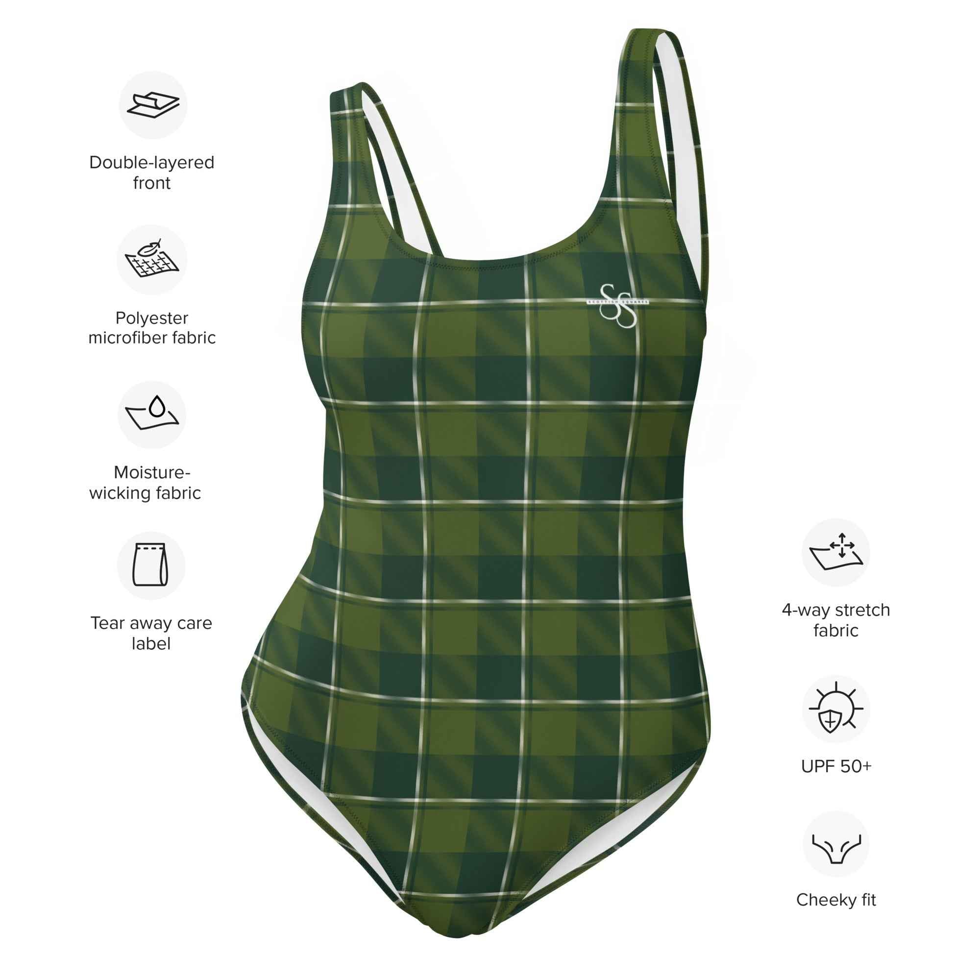One-Piece Swimsuit Woodland and Evergreen Plaid - Scottish Squares