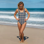 One-Piece Swimsuit Cello and Donkey Brown Plaid 3XL - Scottish Squares
