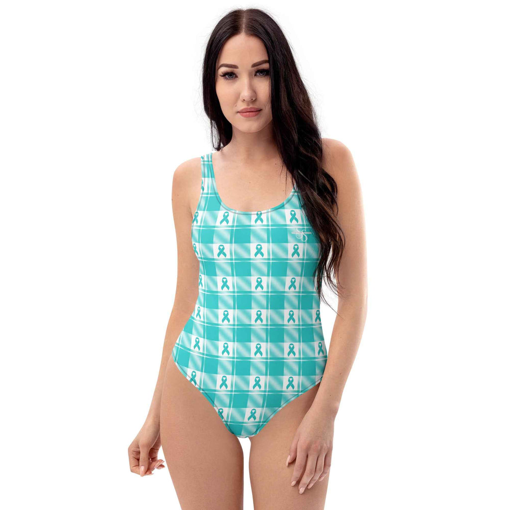 One-Piece Swimsuit Ovarian Cancer Awareness Plaid - Scottish Squares