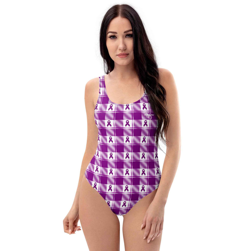 One-Piece Swimsuit Pancreatic Cancer Awareness Plaid - Scottish Squares