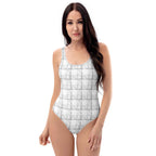 One-Piece Swimsuit Lung Cancer Awareness Plaid, White Ribbon, Supportive Gift - Scottish Squares