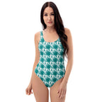 One-Piece Swimsuit Cervical Cancer Awareness Plaid, Teal Ribbon, Supportive Gift - Scottish Squares
