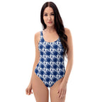 One-Piece Swimsuit Colorectal Cancer Awareness Plaid, Dark Blue Ribbon, Supportive Gift - Scottish Squares