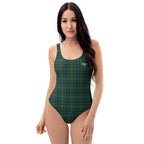 One-Piece Swimsuit Green Blue Orange Plaid Tartan