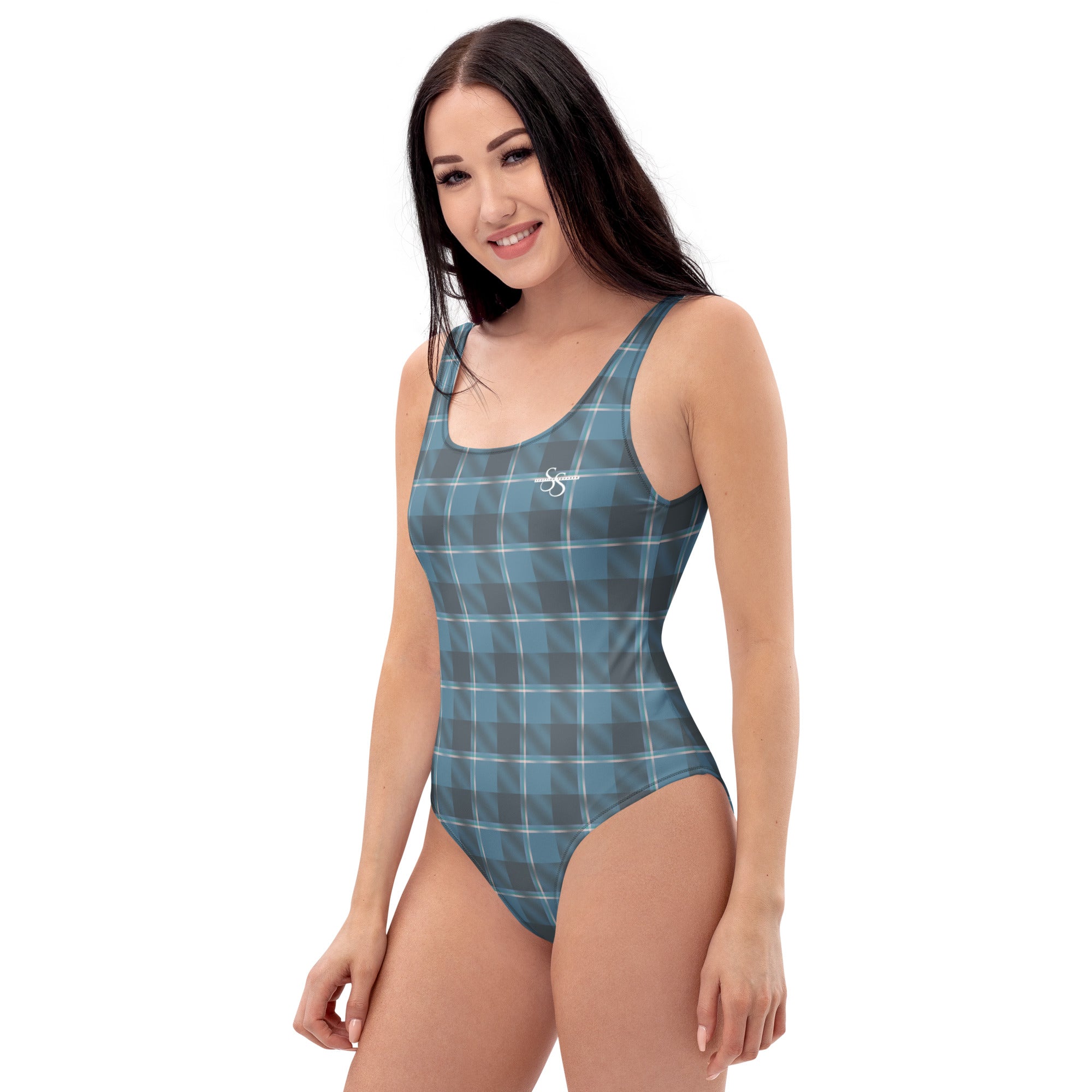 One-Piece Swimsuit Hoki and Shuttle Gray Plaid - Scottish Squares