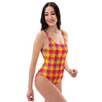 One-Piece Swimsuit Corn and Razzmatazz Plaid - Scottish Squares
