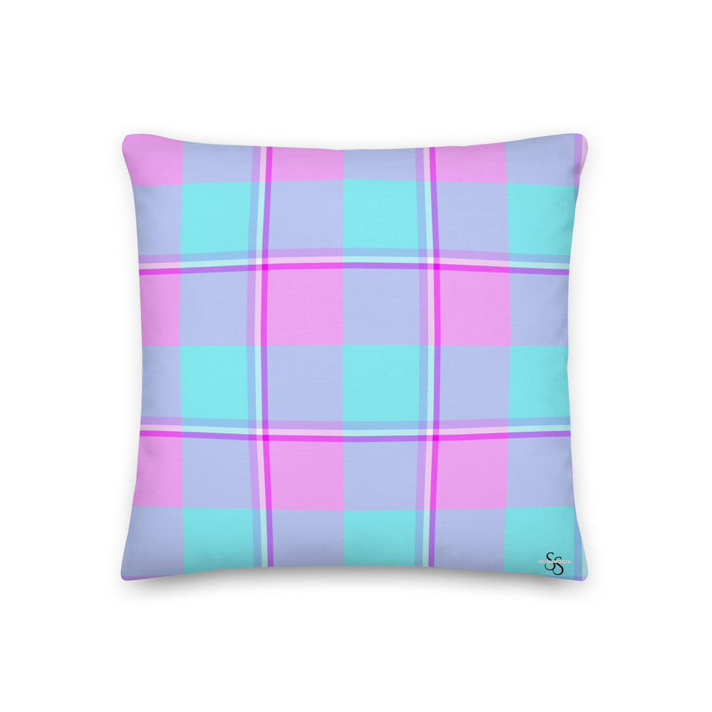 Personalized Mauve and Coastal Mist Throw Pillow - Scottish Squares