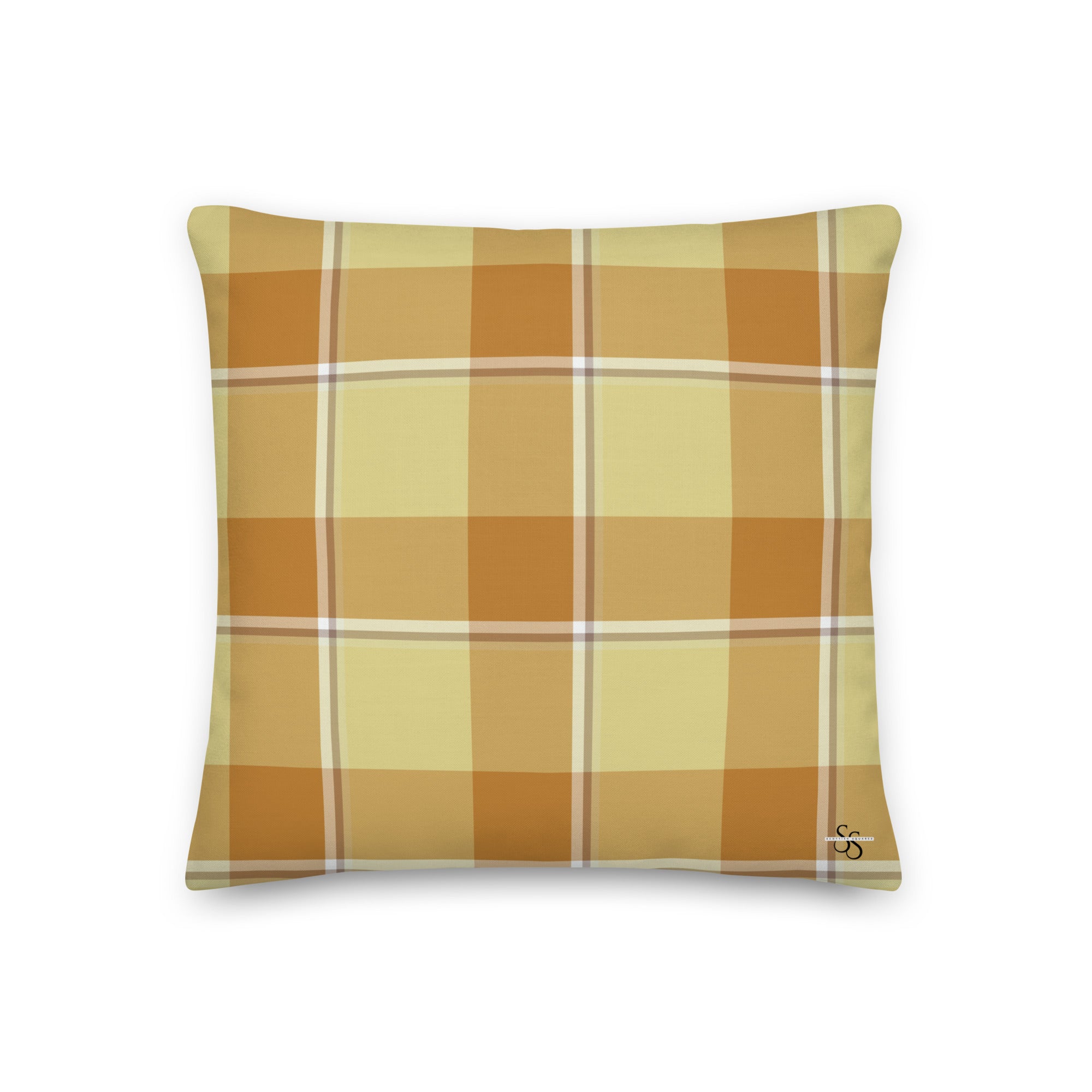 Personalized Zombie and Copper Plaid Throw Pillow - Scottish Squares
