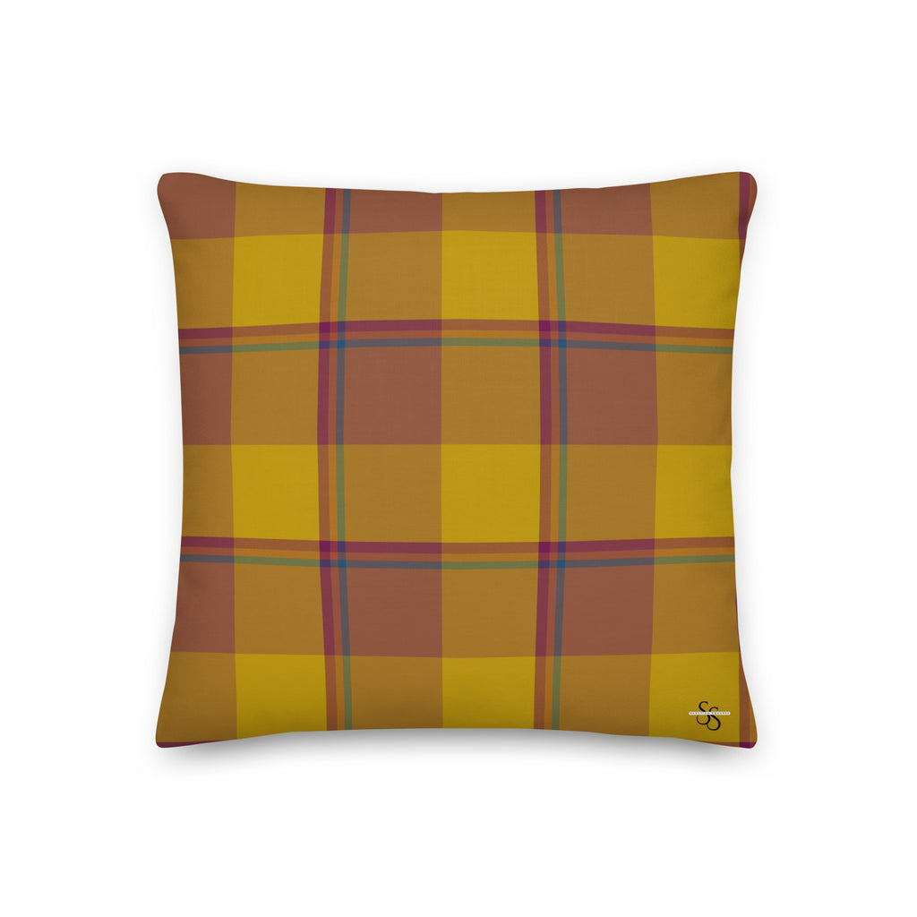 Personalized Potters Clay and Pizza Plaid Throw Pillow - Scottish Squares