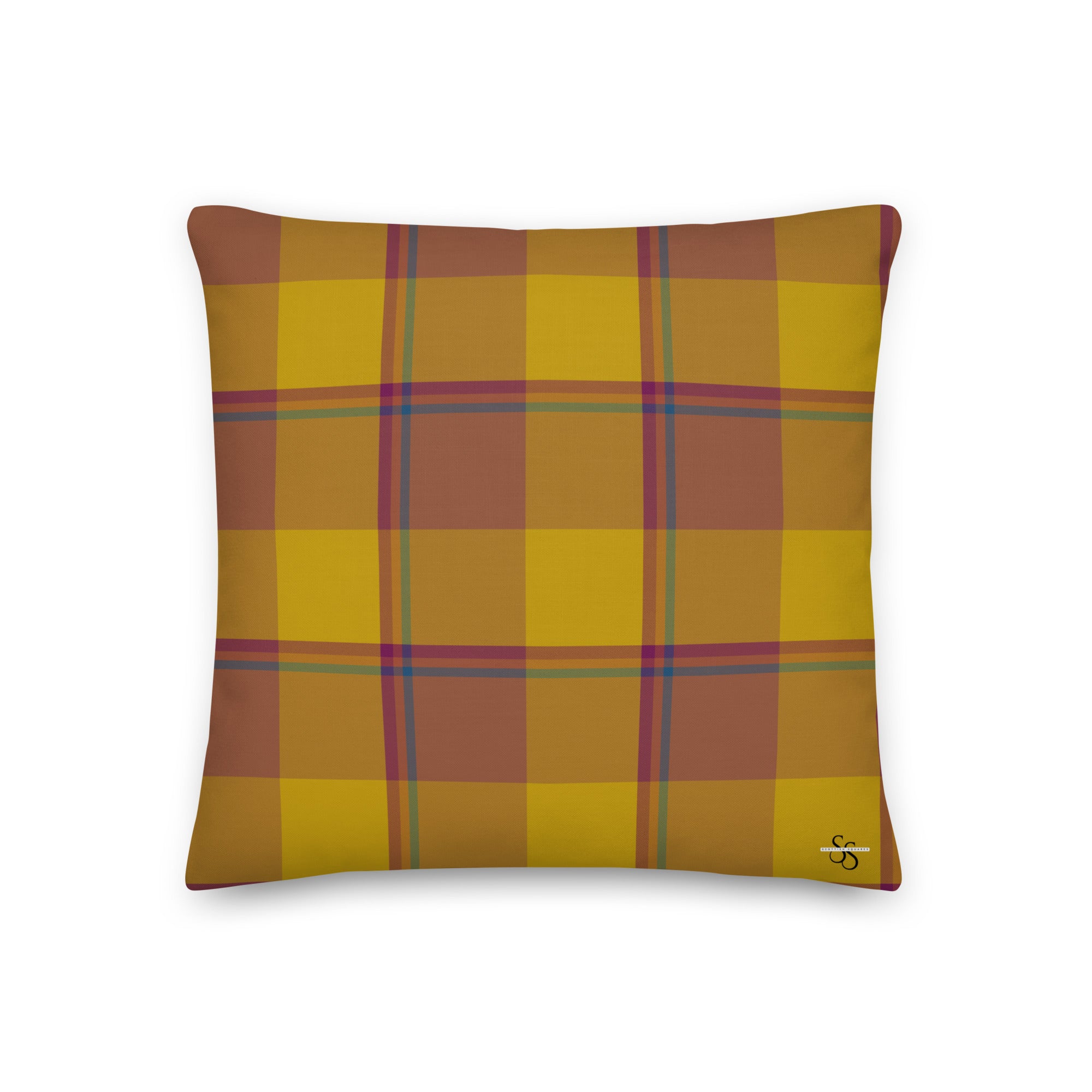 Personalized Potters Clay and Pizza Plaid Throw Pillow - Scottish Squares
