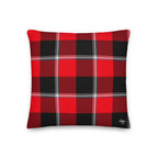 Personalized Red Ribbon and Heavy Metal Plaid Pillow - Scottish Squares