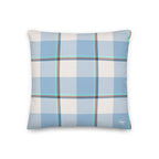 Personalized Pink Cloud and Blue Lagoon Plaid Throw Pillow - Scottish Squares