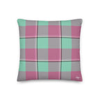 Personalized Vista Blue and Turkish Rose Plaid Throw Pillow - Scottish Squares