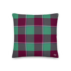 Personalized Ocean Green and Mulberry Wood Plaid Pillow - Scottish Squares