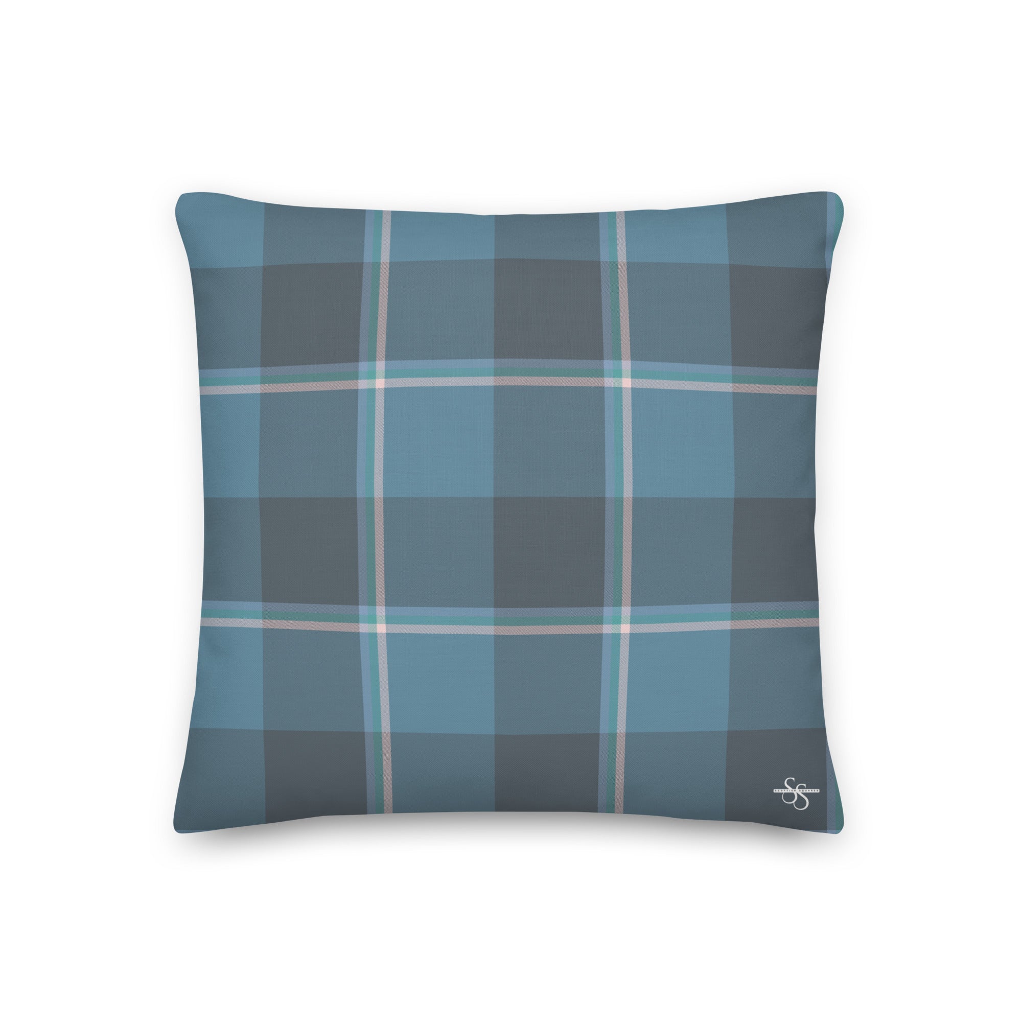 Personalized Hoki and Shuttle Gray Plaid Throw Pillow - Scottish Squares