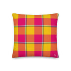 Personalized Corn and Razzmatazz Plaid Throw Pillow - Scottish Squares
