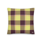 Personalized Flax and Livid Brown Plaid Throw Pillow - Scottish Squares