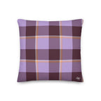 Personalized Light Wisteria and Livid Brown Plaid Throw Pillow - Scottish Squares