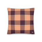 Personalized Hit Pink and Livid Brown Plaid Throw Pillow - Scottish Squares