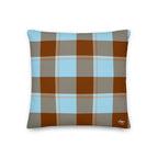 Personalized Blizzard Blue and Livid Brown Plaid Throw Pillow - Scottish Squares