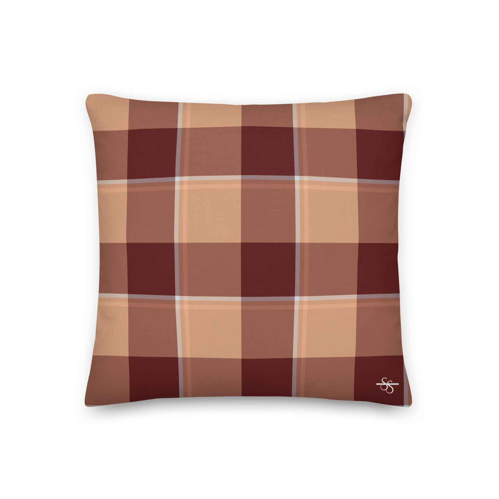 Personalized Whiskey and Livid Brown Plaid Throw Pillow - Scottish Squares
