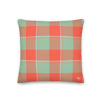 Personalized Spring Rain and Persimmon Plaid Throw Pillow - Scottish Squares