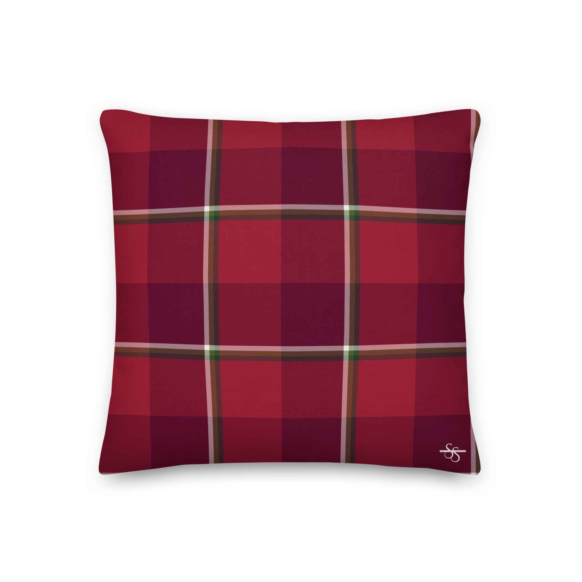 Personalized Old Brick and Cab Sav Plaid Throw Pillow - Scottish Squares
