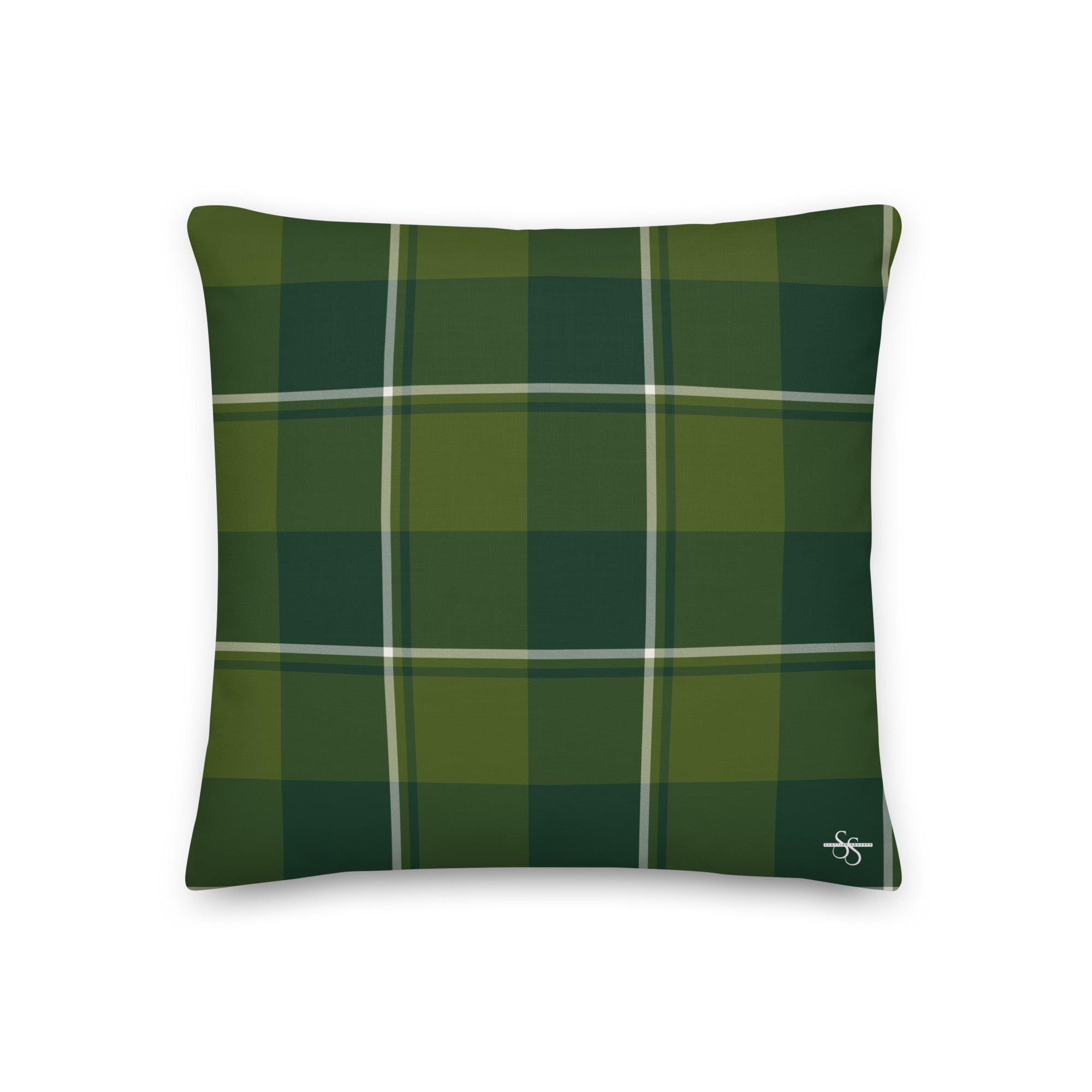 Personalized Woodland and Evergreen Plaid Throw Pillow - Scottish Squares