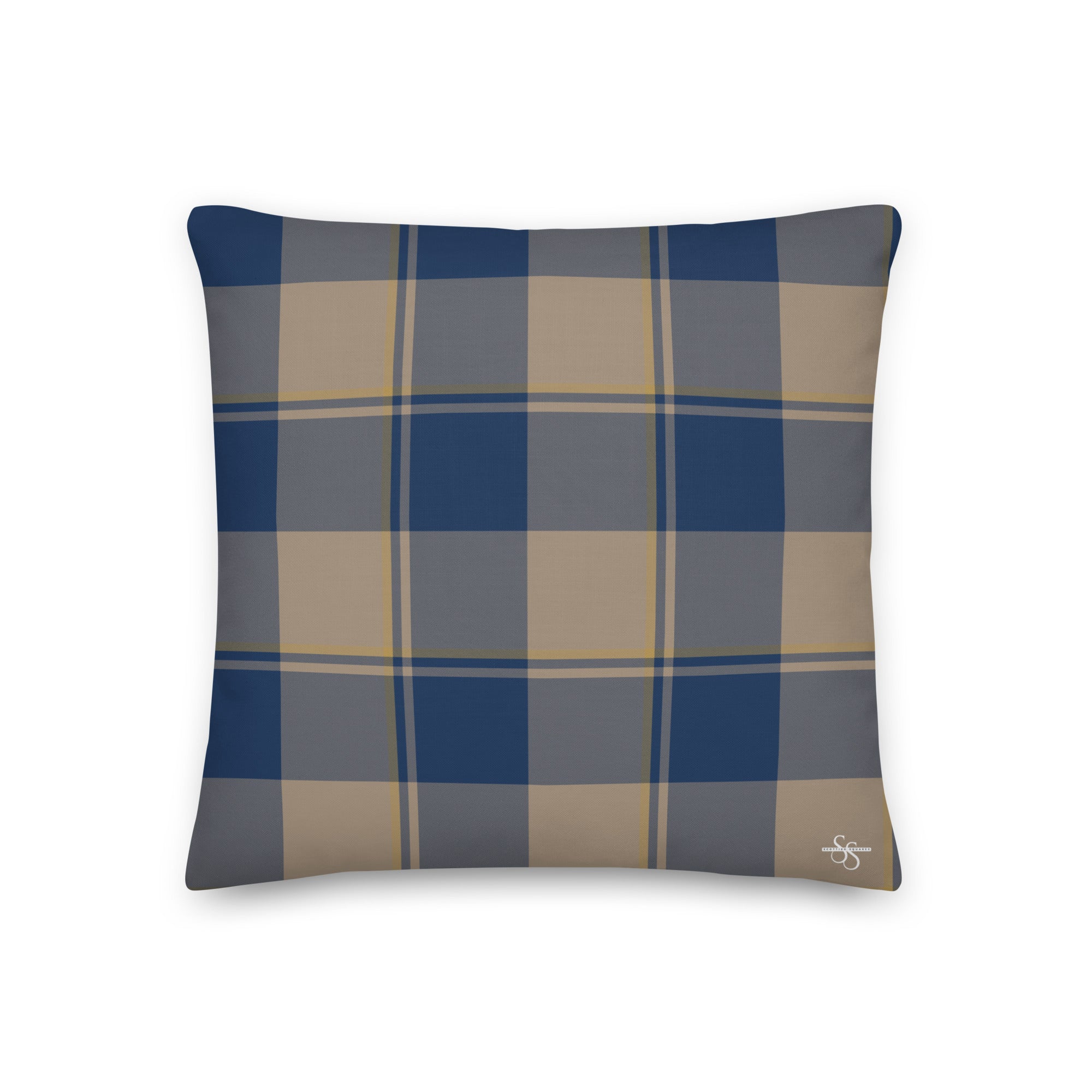 Personalized Cello and Donkey Brown Plaid Throw Pillow - Scottish Squares