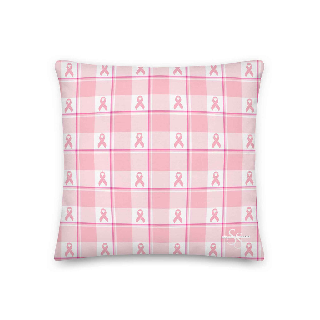 Throw Pillow Breast Cancer Awareness Plaid - Scottish Squares