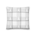 Throw Pillow Lung Cancer Awareness Plaid, White Ribbon, Supportive Gift - Scottish Squares