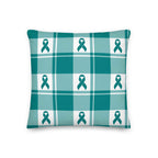 Throw Pillow Cervical Cancer Awareness Plaid, Teal Ribbon, Supportive Gift - Scottish Squares