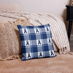 Throw Pillow Colorectal Cancer Awareness Plaid, Dark Blue Ribbon, Supportive Gift - Scottish Squares