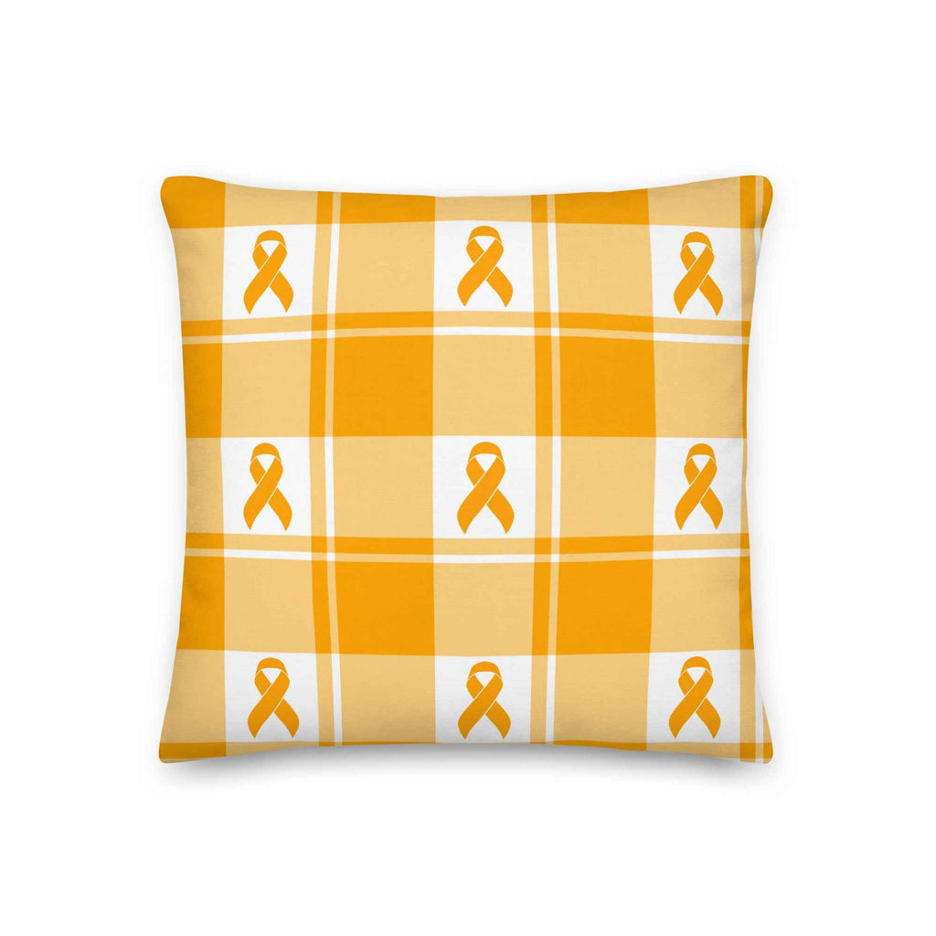 Throw Pillow Kidney Cancer Awareness Plaid, Orange Ribbon, Supportive Gift - Scottish Squares
