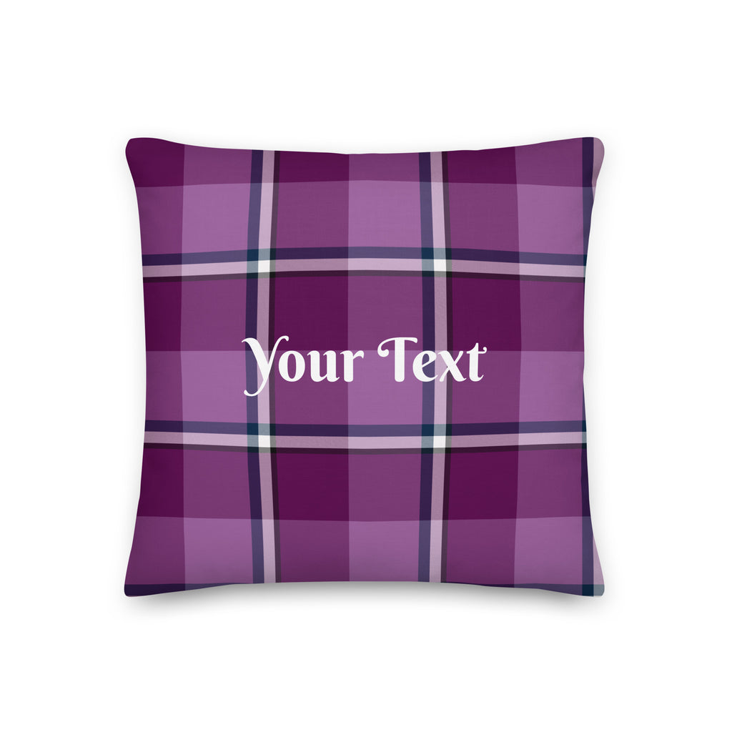 Personalized Purple and Trendy Pink Plaid Throw Pillow - Scottish Squares