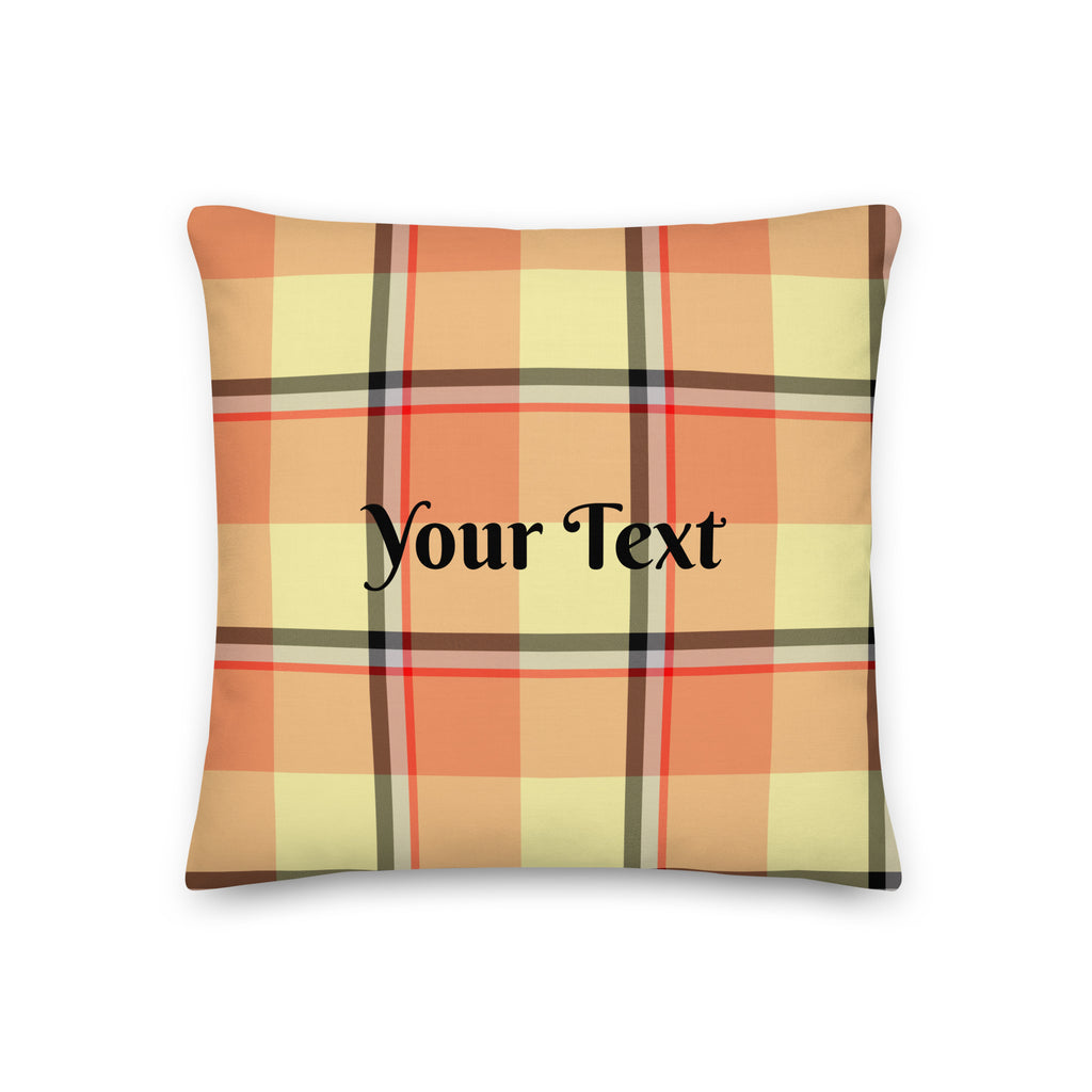 Personalized Claystone and Morning Mist Plaid Throw Pillow - Scottish Squares