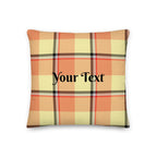 Personalized Claystone and Morning Mist Plaid Throw Pillow - Scottish Squares