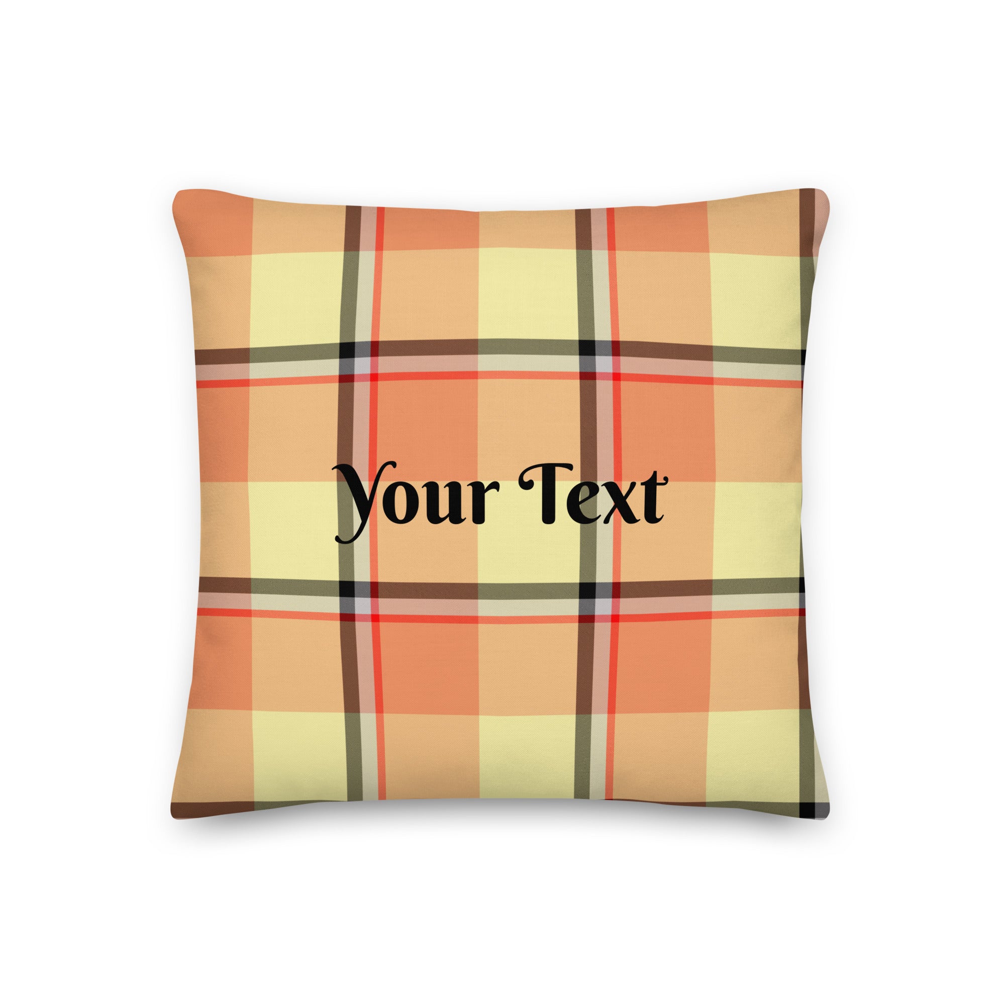 Personalized Claystone and Morning Mist Plaid Throw Pillow - Scottish Squares