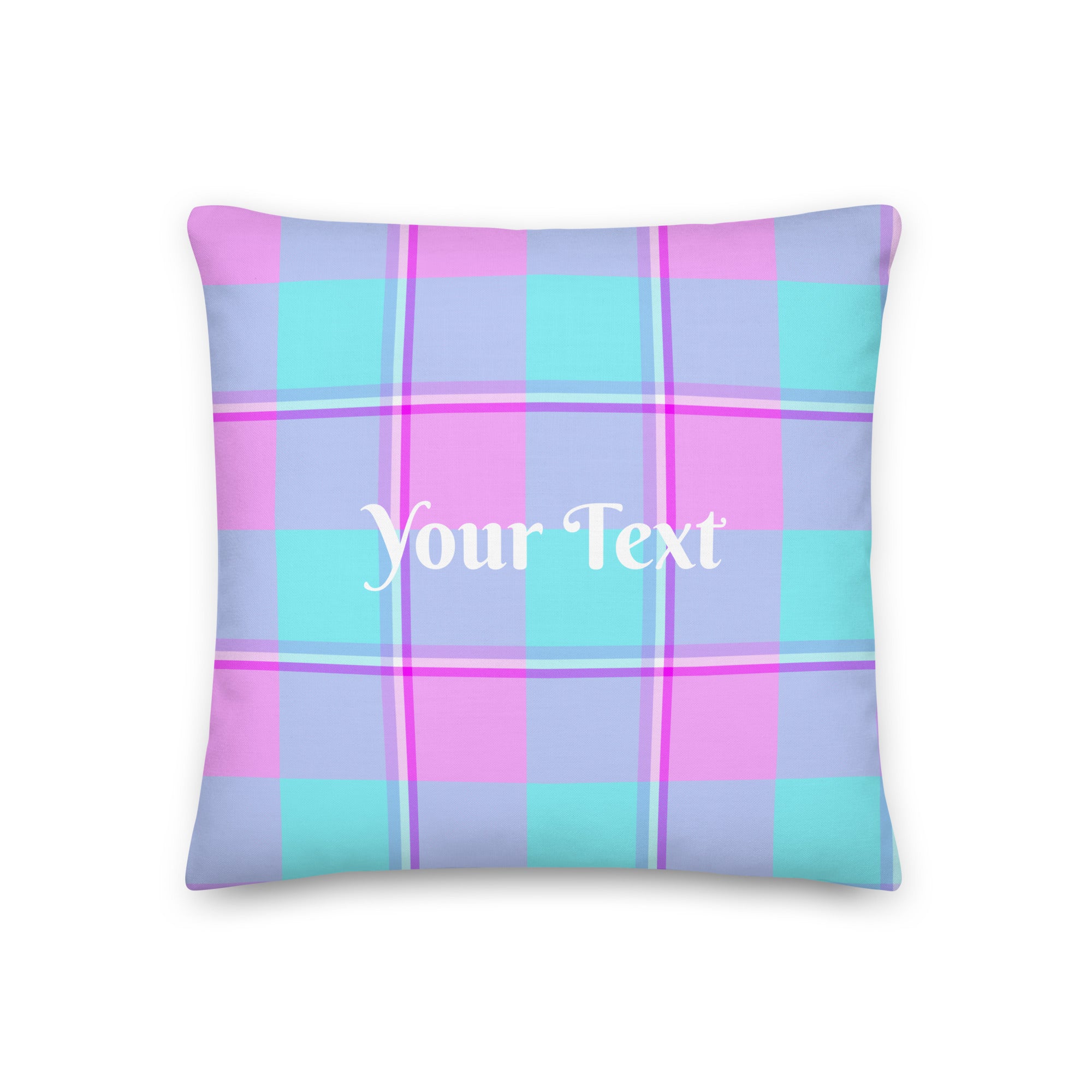 Personalized Mauve and Coastal Mist Throw Pillow - Scottish Squares