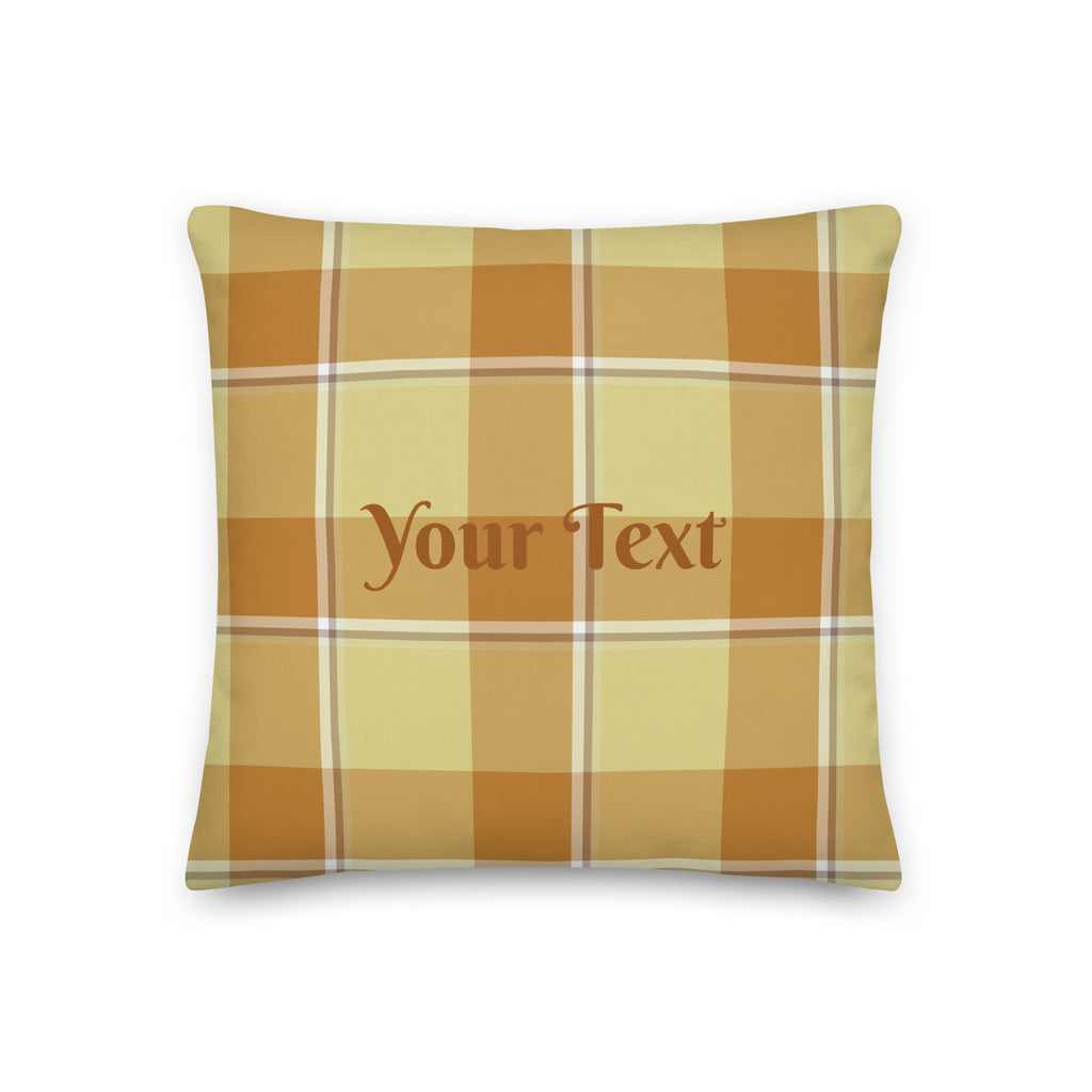 Personalized Zombie and Copper Plaid Throw Pillow - Scottish Squares