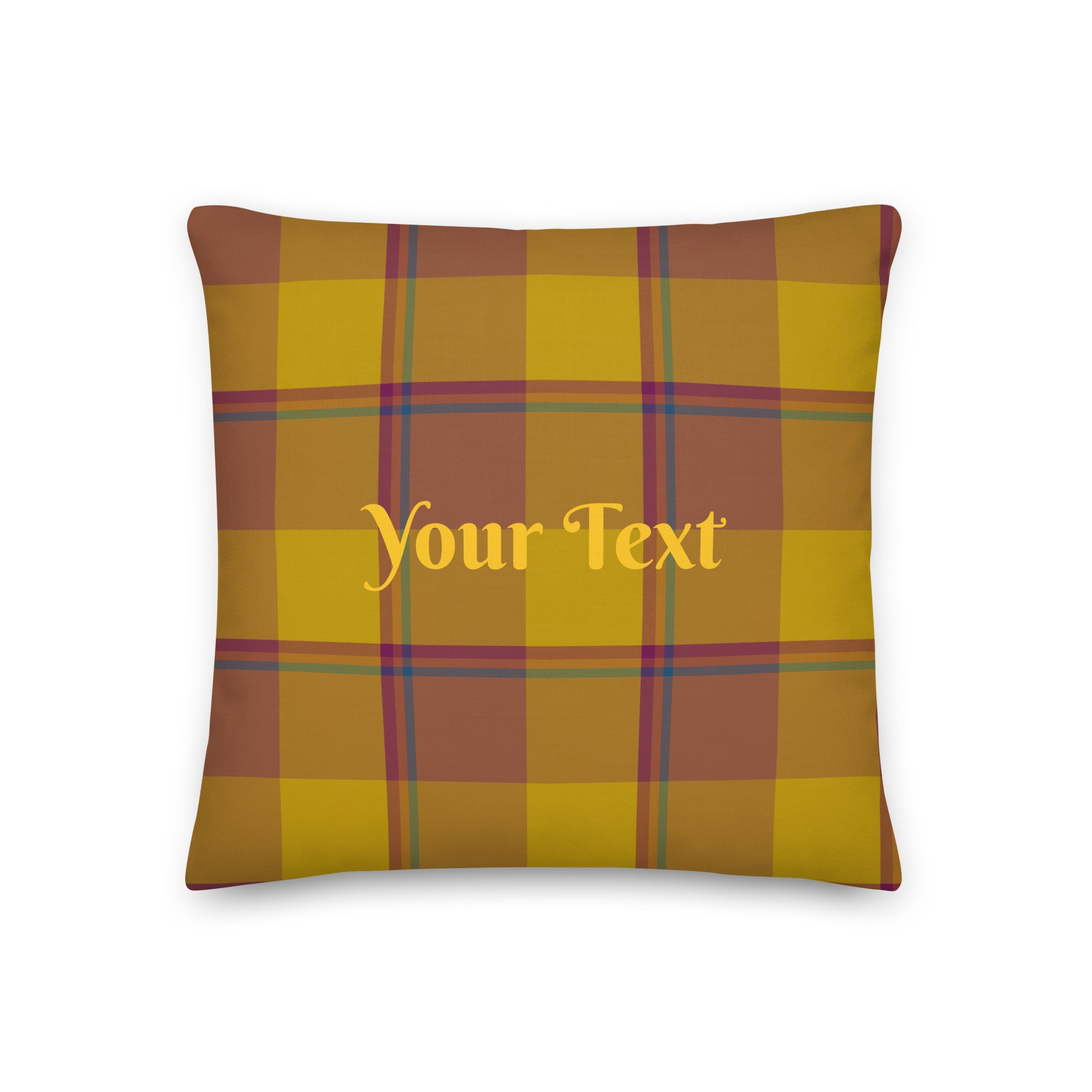 Personalized Potters Clay and Pizza Plaid Throw Pillow - Scottish Squares
