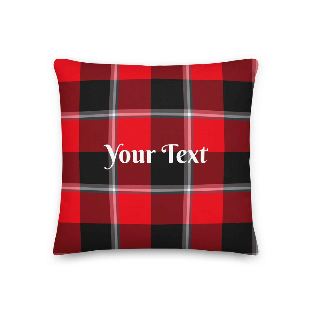 Personalized Red Ribbon and Heavy Metal Plaid Pillow - Scottish Squares