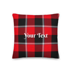 Personalized Red Ribbon and Heavy Metal Plaid Pillow - Scottish Squares